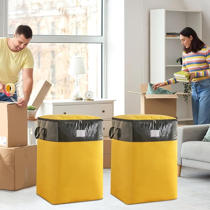 Upgrade Moving Bags Heavy Duty Extra Large,Heavy-Duty Storage Bags – Alternative to Moving Boxes, Plastic Storage Bins, Mattress Bags for Moving & College Essentials (yellow, 140L)