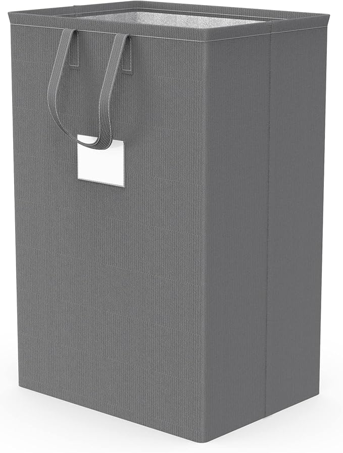 75L Large Laundry Hamper with Handles, Dirty Clothes Hamper for Bedroom Waterproof, Freestanding Tall Laundry Basket Waterproof, Hamper for Bedroom, Bathroom, Dorm, Toys Storage(Grey）