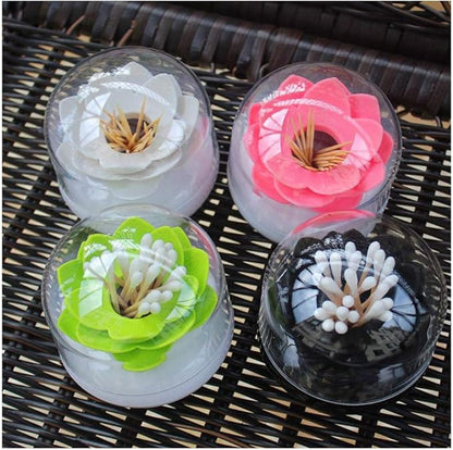 Bloss 4 Packs Lotus Qtip Holders Bathroom Organizer Accessories, Unique Bathroom Decor for cotton swabs, Toothpicks Holder Container - 1 Set 4 Colors