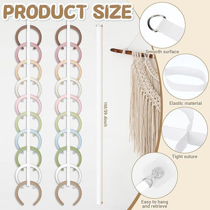 Norme 3 Pcs 3.3FT Extended Headband Holder Organizer Wall Hanging Hairband Storage for Women Hair Hoop Display Headband Hair Accessories Organizer for Bedroom, Dorm & Closet(White)
