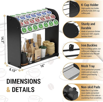 Lixple K Cup Pod Holder for Countertop – Pod Organizer & Coffee Bar Accessory for Home or Office, Easy to Assemble (Black)