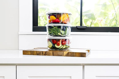 6-Piece Glass Food Storage Containers Set (3 Containers + 3 BPA-Free Lids) | 4-Cup, Leakproof | Microwave, Freezer, Oven & Dishwasher Safe | Ideal for Meal Prep & Pantry Organization, White