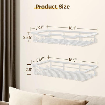 Nicetree Hat Racks for Baseball Caps Wall - Metal Hat Organizer for 48 Baseball Caps Holder, 2 Pack Hat Storage Organizer for Closet, Bedroom, Living Room White