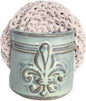 Fleur De Lis Sponge Holder for Sink White French Country Farmhouse Decor Compact Handmade Drain Rack (Green)
