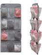 Dual Sided Hanging Shoe Organizer for Closet with Rotating Hanger Hanging Shoe Rack Holder with 24 Large Pockets (Grey-Mesh Pockets)