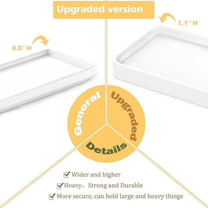 Gurygo 8" - Small Rectangular Vanity Tray for Bathroom - Ceramic Kitchen Soap Tray - Countertop and Vanity Tray - Comestic Holder Bathtub Organizer - Bathroom Tray, (White, Set/1)