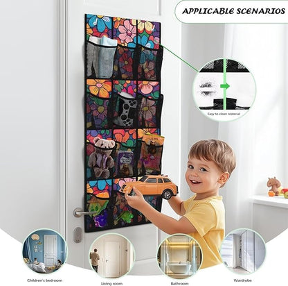 Colorful Flower Over The Door Shoe Storage,Back of Door Shoe Organizer,Hanging Garage Storage Rack,Hanging Shoe Organizer,Classroom Headphone Storage,Over The Door Shoe Organizer