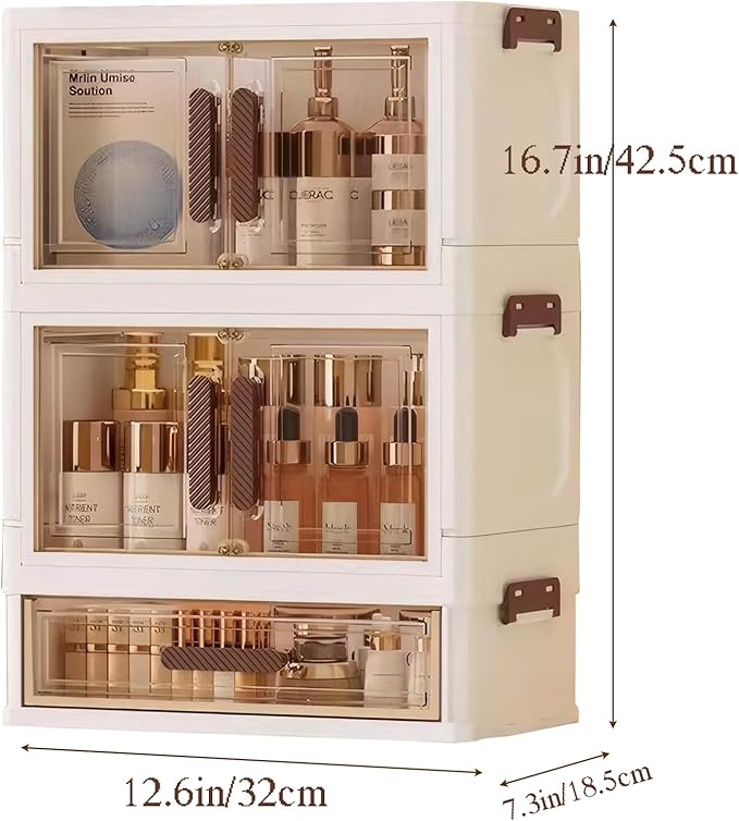 Stackable desktop organizer with drawers and compartments, perfect for storing cosmetics, beauty tools, jewelry, and daily essentials in dorm rooms (1 drawers+2 layers)