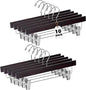 Quality Hangers Wooden Pants Hangers - 10-Pack Swivel Hook Cloth Hanger Set - Lotus Wood Skirt, Pant, Shorts and Slack Hangers with Adjustable Clip – Mahogany Clothing Hanger (Mahogany, 10)