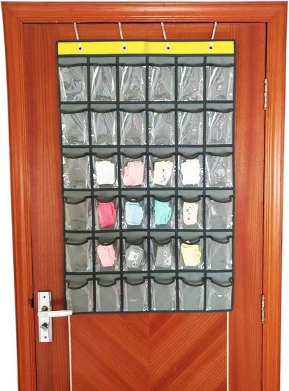 NIMES Hanging Closet Underwear Sock Jewelry Storage Over The Door Classroom Cell Phone Calculator Organizer 36 Clear Pockets (GREY)