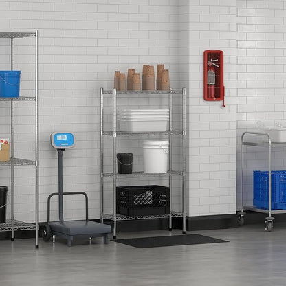 Commercial NSF Listed Chrome Stationary Wire Shelving Kit 12" x 30" x 54", with 4 Shelves Perfect for Warehouse, Walk-in Refrigerator, Freezer, Grocery Store, Restaurant, Dishroom