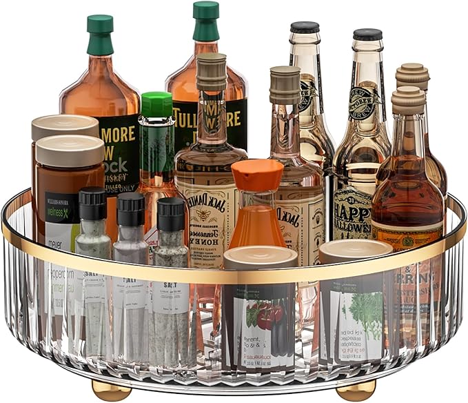 Clear Lazy Susan Pantry Organizers and Storage, 11” Turntable Organizer, Rotating Storage Rack for for Kitchen, Pantry,Cabinet, Dining Table,Fridge,Countertop,Vanity,Food Storage