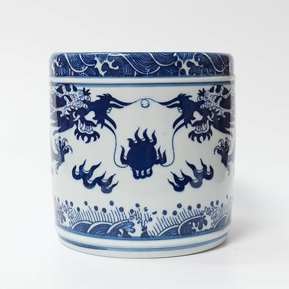 Kitchen Utensil Holder for Kitchen Countertop, Cooking Utensils Holder, Large Utensil Crock, Ceramic Spatula Holder for Counter, Blue and White Tool Holder