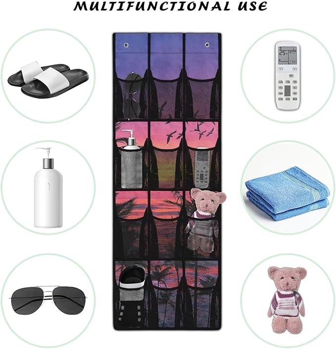 Generic Sunset Sea Over The Door Shoe Organizer Heavy Duty Reusable Over The Door Pantry Organizer The Simple But Stylish Design Style Adds A touch of Color to Kitchen Apartments College Dorm