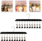 Closet Organizer with 10 Clips, 2026 New Space Saving Hanging Closet Organizer, Hat Scarf Clothespins for Legging Jeans Skirts Socks Pant Hangers (Black-10 Clips, 2 Pcs)