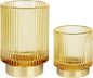 Makeup Brush holder Organizer, Crystal Glass Toothbrush Holders, Striped Make Up Brush Holder for Vanity, Pen Holder for Desk, Vase -Gold (S+L)
