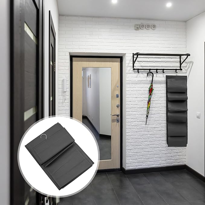 FUOYLOO Large Capacity Folding Hanging Shoe Organizer Storage Pouch Black Portable Hanging Closet Shoe Bag for Home and Travel