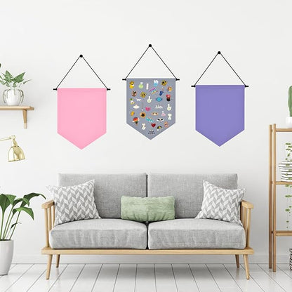 Wall Hanging Brooch Organizer Storage Board Colorful Enamel Pin Badge Canvas Display Banner Earrings Case Collection Holder 12.6x10in(Not Include Any Accessories) (Grey)