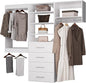ROOMTEC Modular Closet System, 90" Wall Mounted Closet Organizer with Hanging Rods and Drawers, Modern Wooden Tower for Walk-In Closets, Wardrobe Storage Kit, White