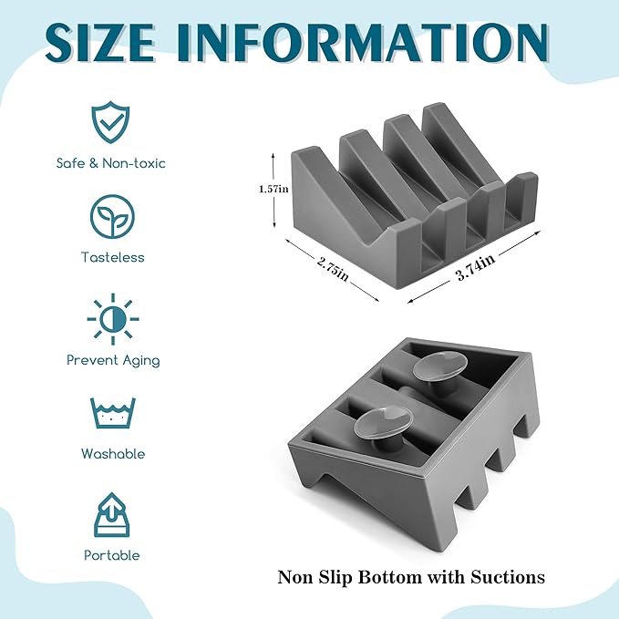 Soap Dish Holder for Shower with Suction Cup, Silicone Soap Holder & Saver Self-Draining Bar Soap Dish Keeps Soap Dry for Bathroom, Kitchen, Bathtub, Extends Soap Life (Grey-1Pack)
