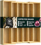 Larger Expandable Bamboo Organizer Holder for Counter Drawer Insert - Compatible with Nespresso Vertuo Capsules - Tea Bags Storage (Natural) 10.8" -19"W x15.67"Dx1.9"H