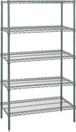 Quantum Storage Systems WR74-1248P-5 Starter Kit Wire Shelves Green Epoxy 5 Shelves 74" H x 48" W x 12" D