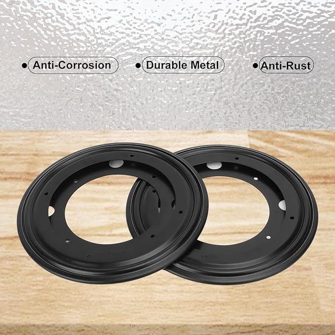 8 Pack 8 Inch Black Round Lazy Susan Turntable Bearing Plate, 5/16inch Thick Rotating Swivel Plate, Turntable Bearing Plate for Serving Food, Kitchen Cabinets & Book Case