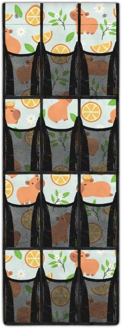 Lemon Capibala Shoe Organizer Over The Door Mesh Fabric Door Hanger Organizer for Closet Wall Hanging Storage Large Capacity Shoe Holder Hanger for Office