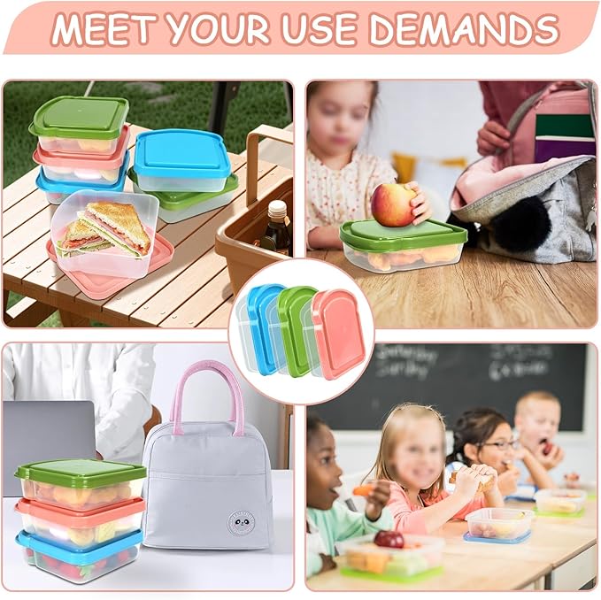 6 Pack Sandwich Containers, Colored Sandwich Boxes for Lunch, Reusable and Easy to Open Fun Sandwich Container (in 3 Colors)