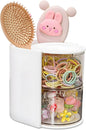 Azurphoric Hair Accessories Organizer with Hair Brush Holder, Rotatable Makeup Brush Holder for Necklaces, Earring, Bracelet, Ring, Makeup Brushes, Hair Clip and Hair Accessories (White, 2-Layer)