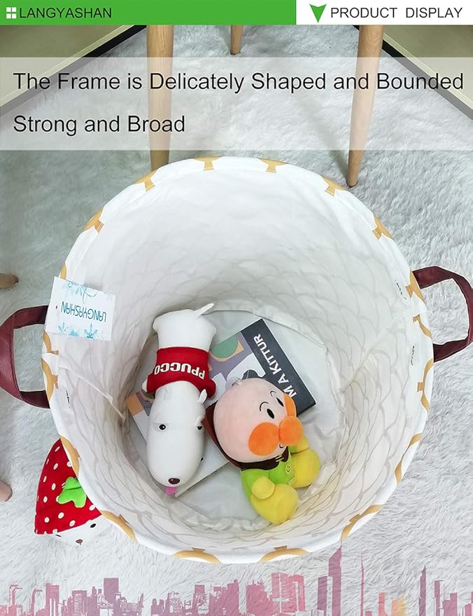 Laundry Basket Canvas Fabric Collapsible Organizer Basket for Storage Bin Toy Bins Gift Baskets Bedroom Clothes Children Nursery Hamper (gold egg)