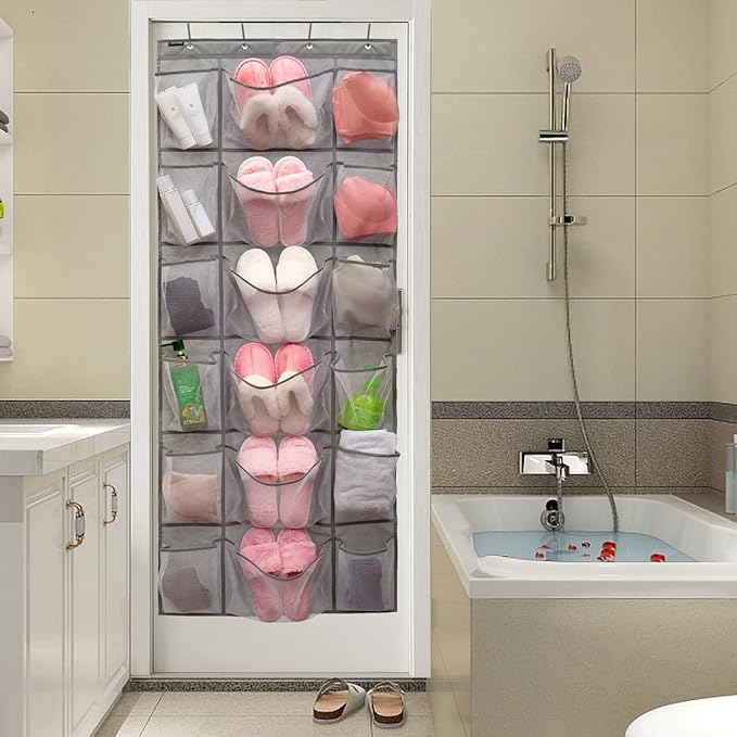 Over The Door Hanging Shoe Rack Organizer 18 Pockets Organizer with 6 Extra Large Mesh Pockets for Shoe Holder Storage (18 Pockets)