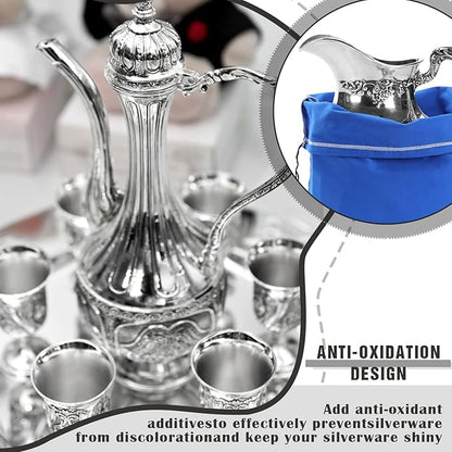 Fumete 8 Pcs Silver Storage Bags Anti Tarnish Storage Bags 18" x 18" 9" x 11.8" Silver Protector for Jewelry Silverware Protection Resistant Tarnish for Silverware Flatware(Blue)