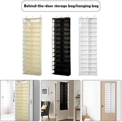 Hoodie Organizer Storage Hack, Behind The Door Shoe Organizer, 26-Pocket Clear Holder, Large 63 X 22in, Foldable Behind The Space Behind Doors for Storing Shoes