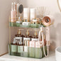 Bathroom Counter Organizer for Vanity, Makeup Organizer Countertop with Holder, Large Capacity Storage Rack, Perfect Large Skincare, Hair Care, Perfume, Easy to Install (Green, 2Tiers)
