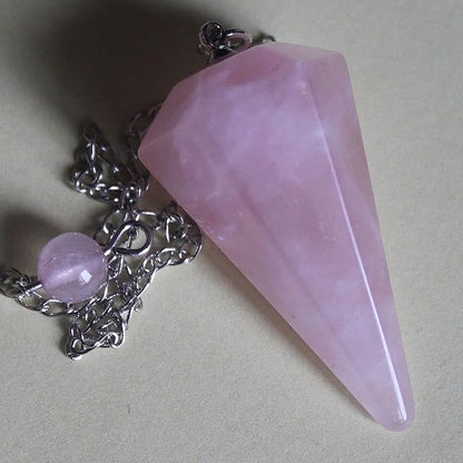 Faceted Mixed gemstone crystal pendulum point reiki chakra pendant bead Chain 6''