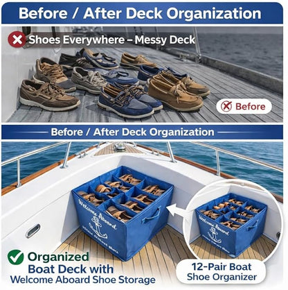 Marine Shoe Storage Box for Boat – Stackable Water-Resistant Boat Shoe Organizer with Clear Front for Yacht, Cabin & Sailing Storage, Holds Multiple Pairs.