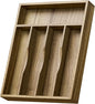 Kiasthome Acacia Wood Silverware Drawer Organizer, Kitchen Utensil Cutlery Drawer Organizer with Grooved Dividers, Flatware Organizer Silverware Tray Holder for Spoon, Fork, 11''x13.8'' (5 Slots)