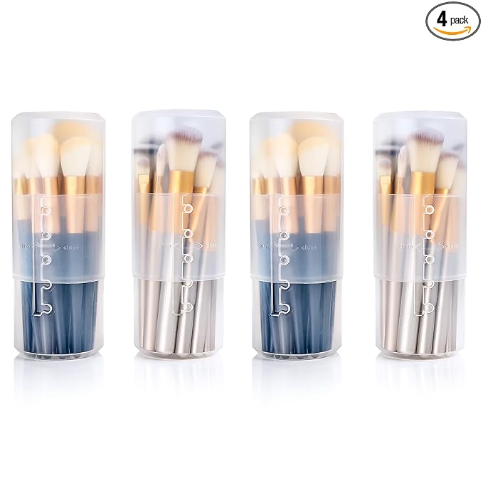 OCHEAL Makeup Brush Holders, 4 Pack of Make up Brushes Organizer Travel Case Retractable Plastic Travel Makeup Brush Holder For Vanity Makeup Artist Brushes Storage Cup