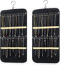 2 Pack Hanging Jewelry Organizer Storage with 32 Pockets and Hooks Dual-Sided Hanging Jewelry Organizers and Storage Hang on Closet, Wall, Door for Earrings, Necklaces, Rings,Blcak