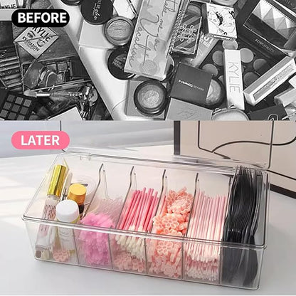 2Pcs Lash Cart Organizer For Lash Techs,Acrylic Lashes Extension Organizers and Storage for Do Your Own Lash and Brows at Home,Clear Container for False Eyelash Supplies, Separated Lash Organizer Box