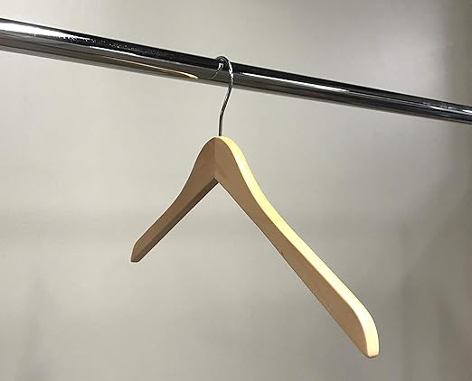 NAHANCO 17” Flat Wooden Shirt Hanger, No Notches, Natural Gloss (Pack of 20)
