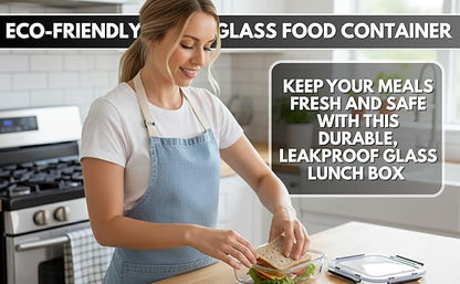 5Pack 35oz Glass Storage Containers with Lids, Airtight Glass Meal Prep Containers, BPA-Free Lunch Containers for Microwave, Oven, Freezer & Dishwasher Safe