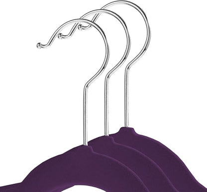 Casafield 50 Velvet Kid's Hangers - 14" Size for Children's Clothes - Purple