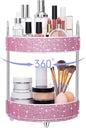 Honeydak 360 Rotating Perfume Organizer for Mother Day Nurse Day Rhinestone Bathroom Counter Organizer Makeup Holder Skincare and Perfume Storage for Cosmetic Countertop(2 Tiers,Resin Stone,Pink)