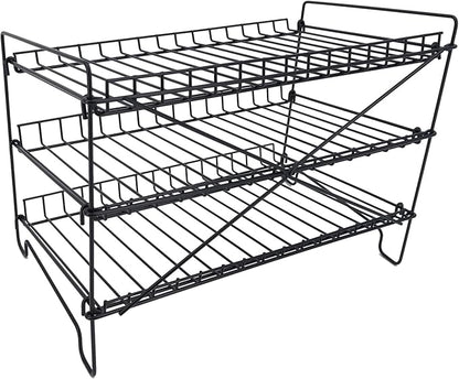 FixtureDisplays® 3-Tier Shelf Wire Rack Trending Can Rack Organizer, Can Jar Dispenser for Kitchen Cabinet, Countertop, Pantry 16" Wide X 12.5" Tall X 10" Deep, 15 Oz Put on Top Shelf 10085CAN