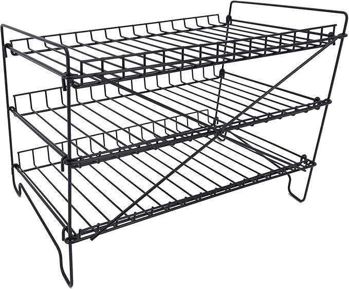FixtureDisplays® 3-Tier Shelf Wire Rack Trending Can Rack Organizer, Can Jar Dispenser for Kitchen Cabinet, Countertop, Pantry 16" Wide X 12.5" Tall X 10" Deep, 15 Oz Put on Top Shelf 10085CAN-NPF