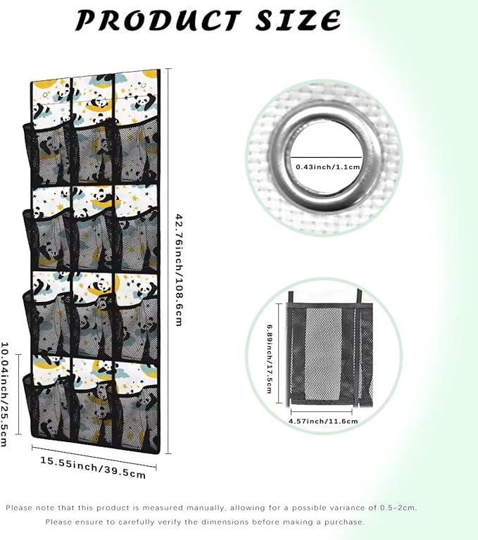 Panda Over Door Organizer,12 Large Mesh Pockets Over the Door Shoe Organizer for Closet,Hanging Shoe Rack for Door Sneaker Hanger Boot Storage for Kids,Baby,Toddler,Girl