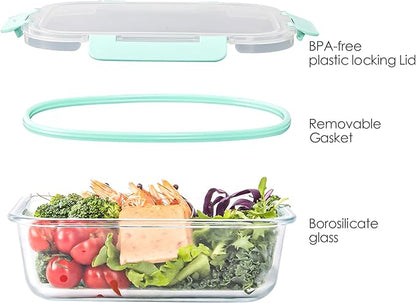 10 Pack Glass Storage Containers For Food, Airtight Meal Prep Containers with Lids Leak-proof, Glass Lunch Boxes Microwave, Freezer & Dishwasher Safe (34oz & 12oz)