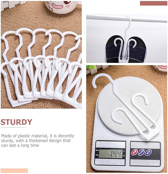 20Pcs White Plastic Shoe Storage Hooks Hanging Shoe Organizer Rack for Drying and Display Slipper Holder for Bedroom Closet and Travel Use